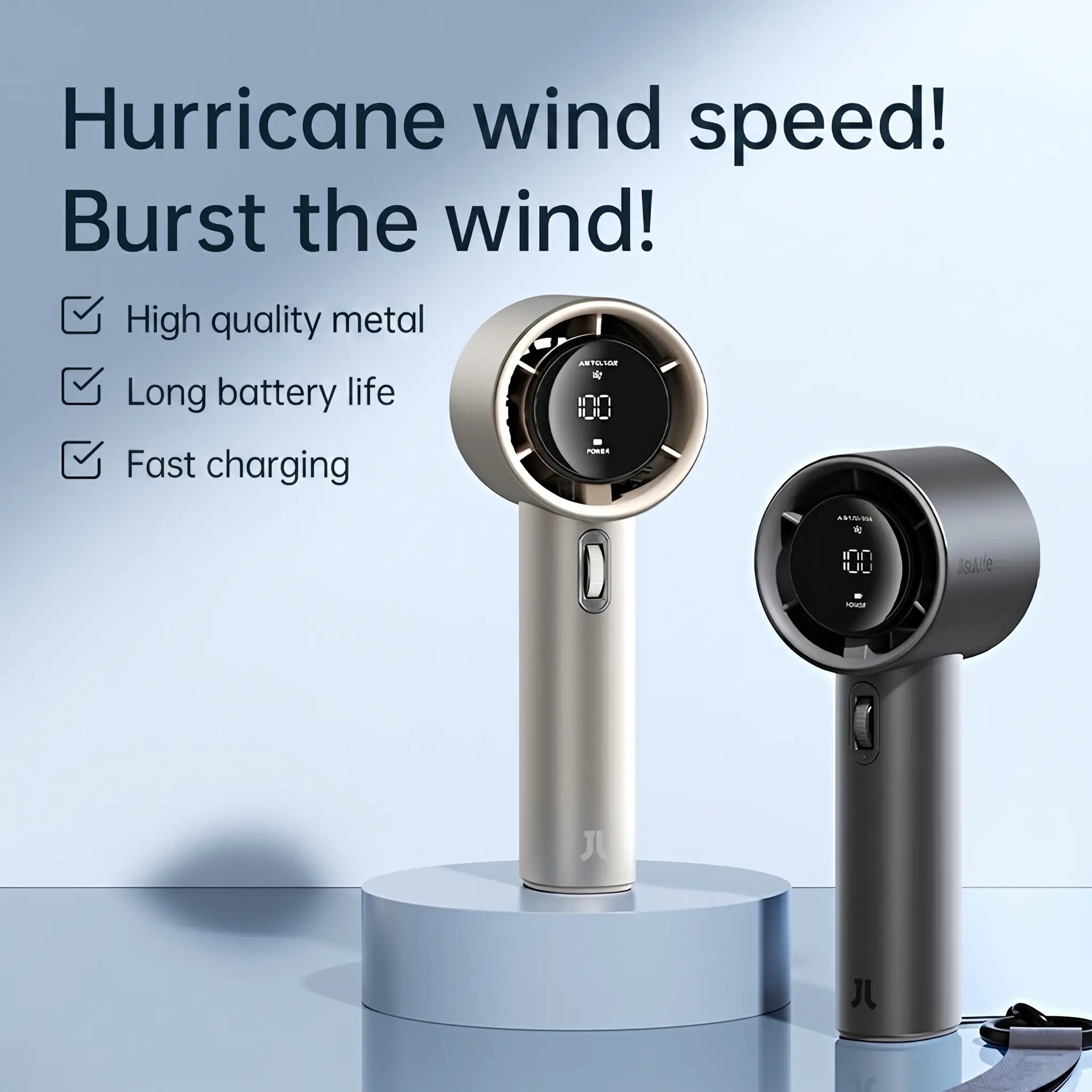 JISULIFE Portable Battery Powered Fan - 4500Mah, 100-Speed Dial, Digital Display, USB Charging, Cooling Personal Fan for Travel & Outdoor, Mens Gifts