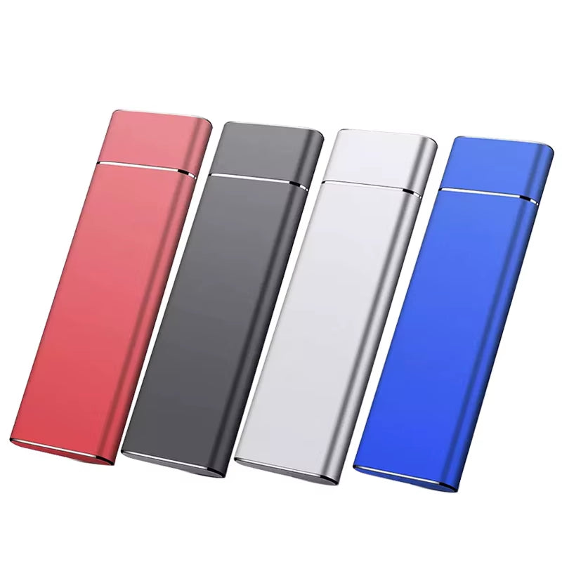High-Speed Portable SSD – Up to 16TB External Hard Drive with USB 3.1 – Ideal for Travel and Storage in Blue, Red, and Black