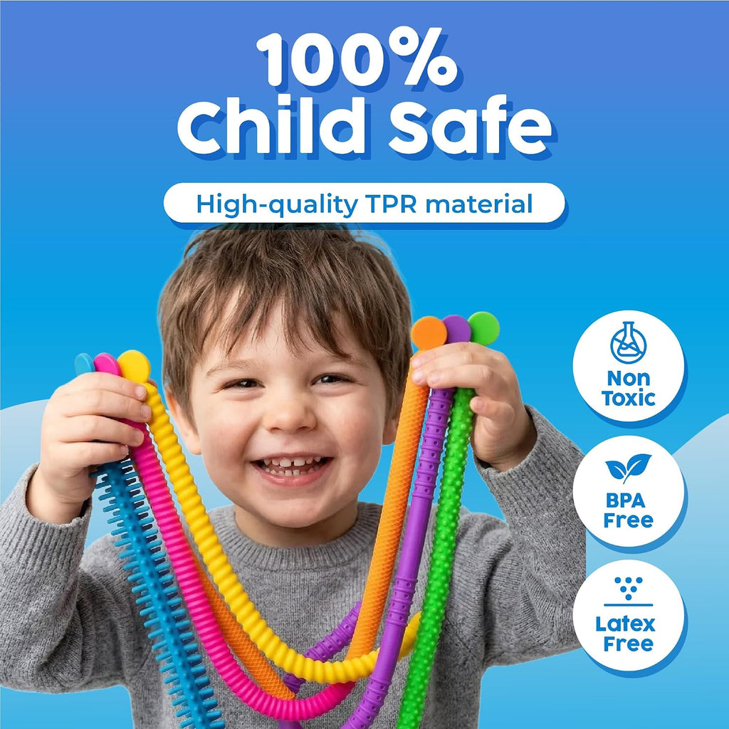 Stretchy Strings - Stimulating & Fun Fidget Toys for Kids - Hours of Fun - Non-Mouthable Toy 3+ - Super Sensory 6 Pack