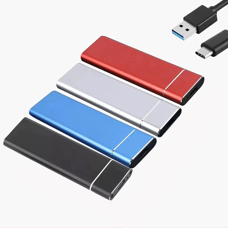 High-Speed Portable SSD – Up to 16TB External Hard Drive with USB 3.1 – Ideal for Travel and Storage in Blue, Red, and Black