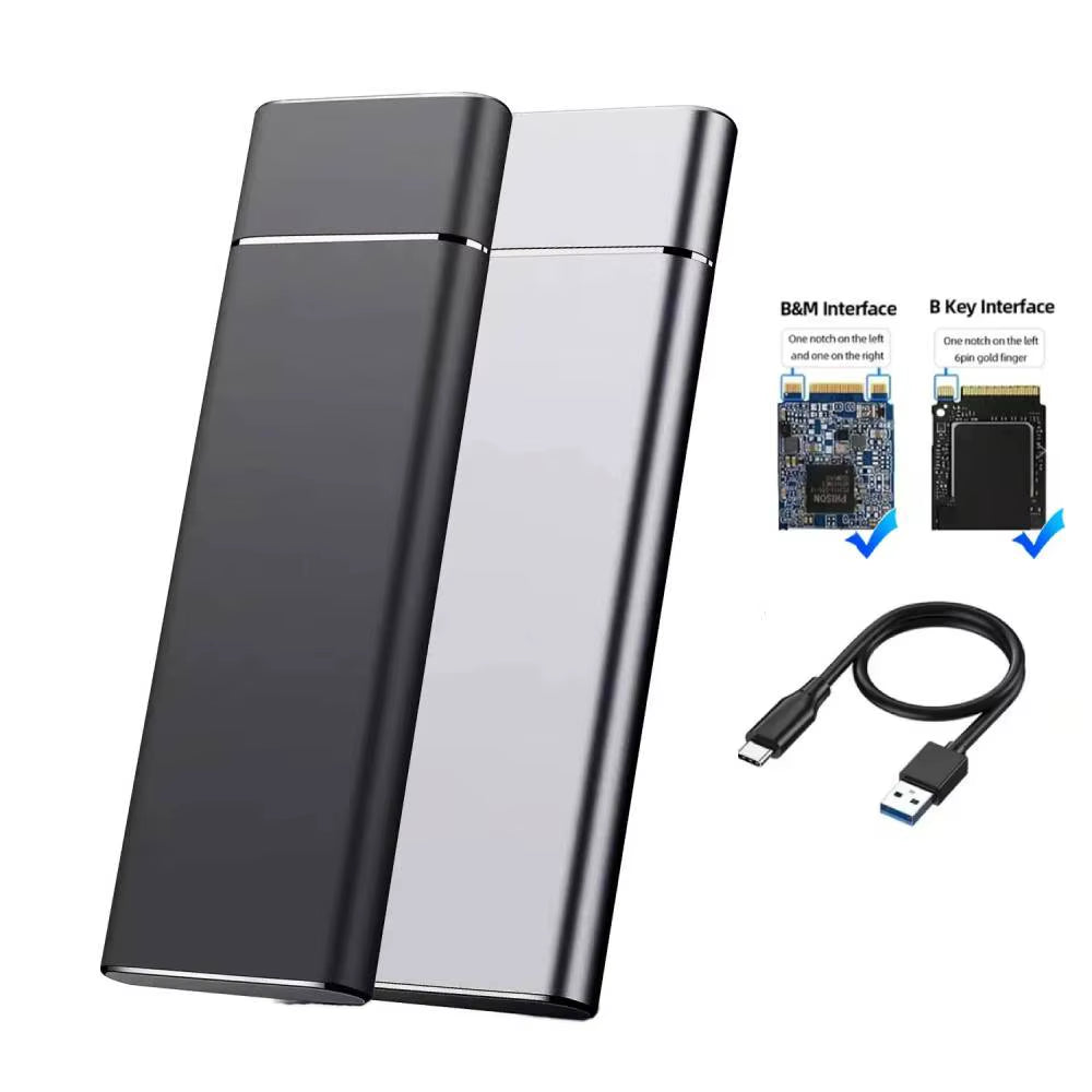 High-Speed Portable Metal Mobile SSD - 80GB to 16TB - USB 3.1 External Hard Drive - Sleek Black, Silver, Blue, Red Finishes