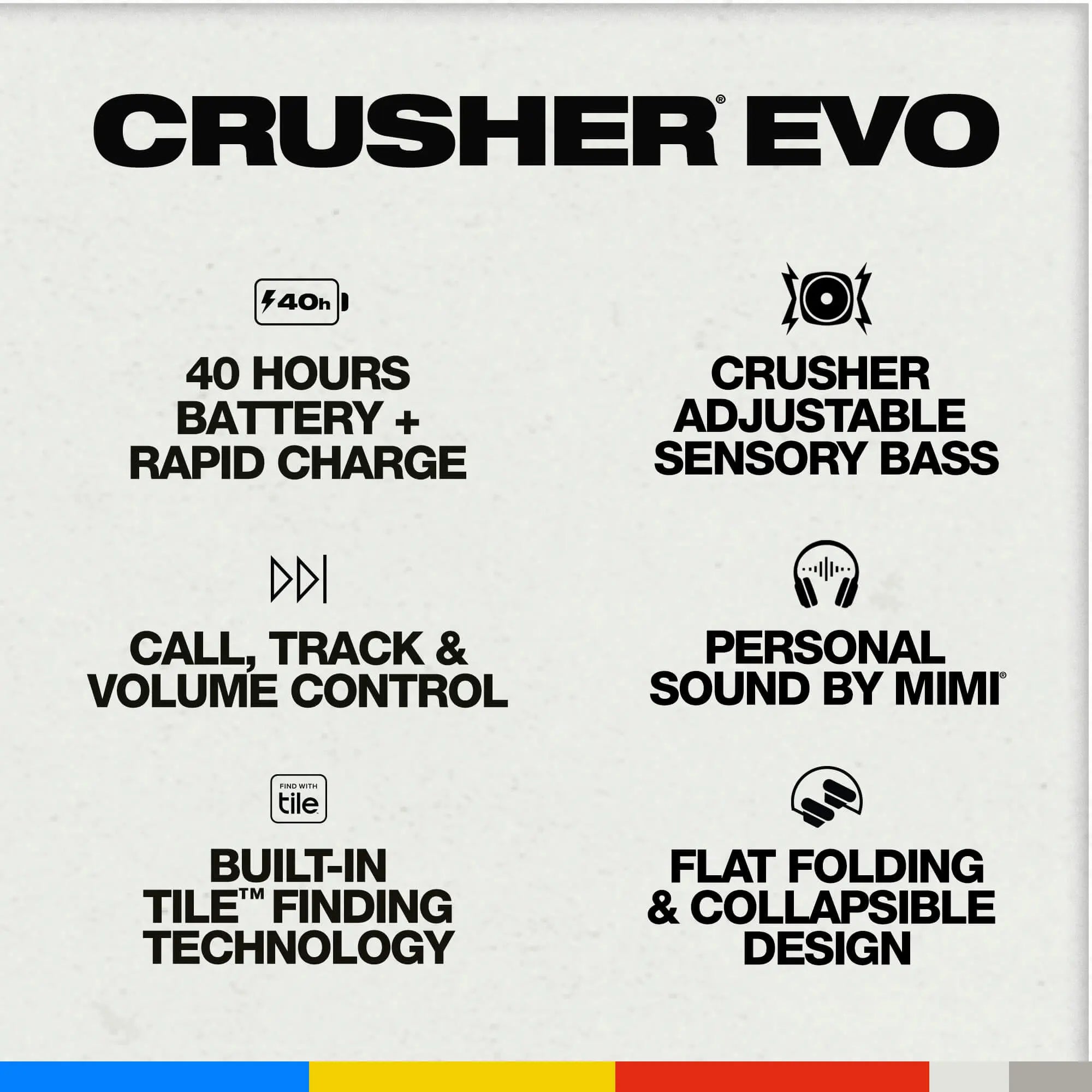 Skullcandy Crusher Evo - Bass Headphones with Personal Sound | True Wireless | Bluetooth 5.0 | Built-In Microphone