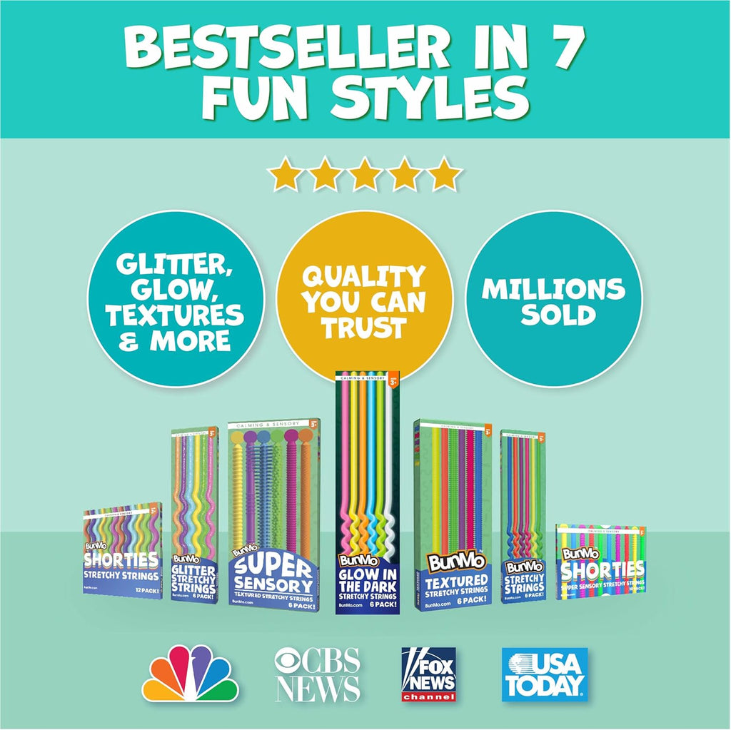 Exciting Glow in the Dark Stretchy Strings - 6 Pack of Sensory Fidget Toys for Kids 3+ - Perfect for Endless Fun and Creative Play!