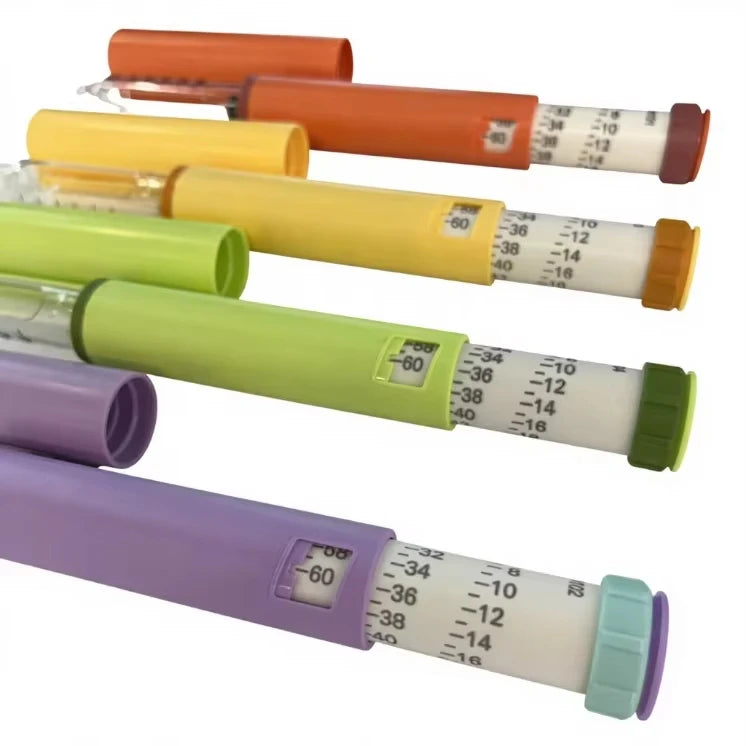 Vibrant 5-Pack of Reusable Peptide Injection Pens with Stylish Portable Case - Adjustable Dose Magic Pens for 3ml Glass Cartridges