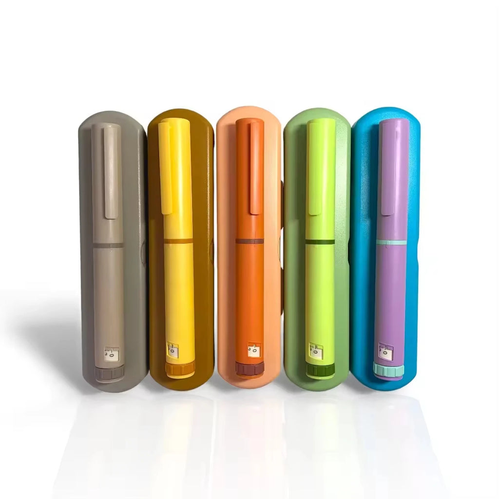 Vibrant 5-Pack of Reusable Peptide Injection Pens with Stylish Portable Case - Adjustable Dose Magic Pens for 3ml Glass Cartridges