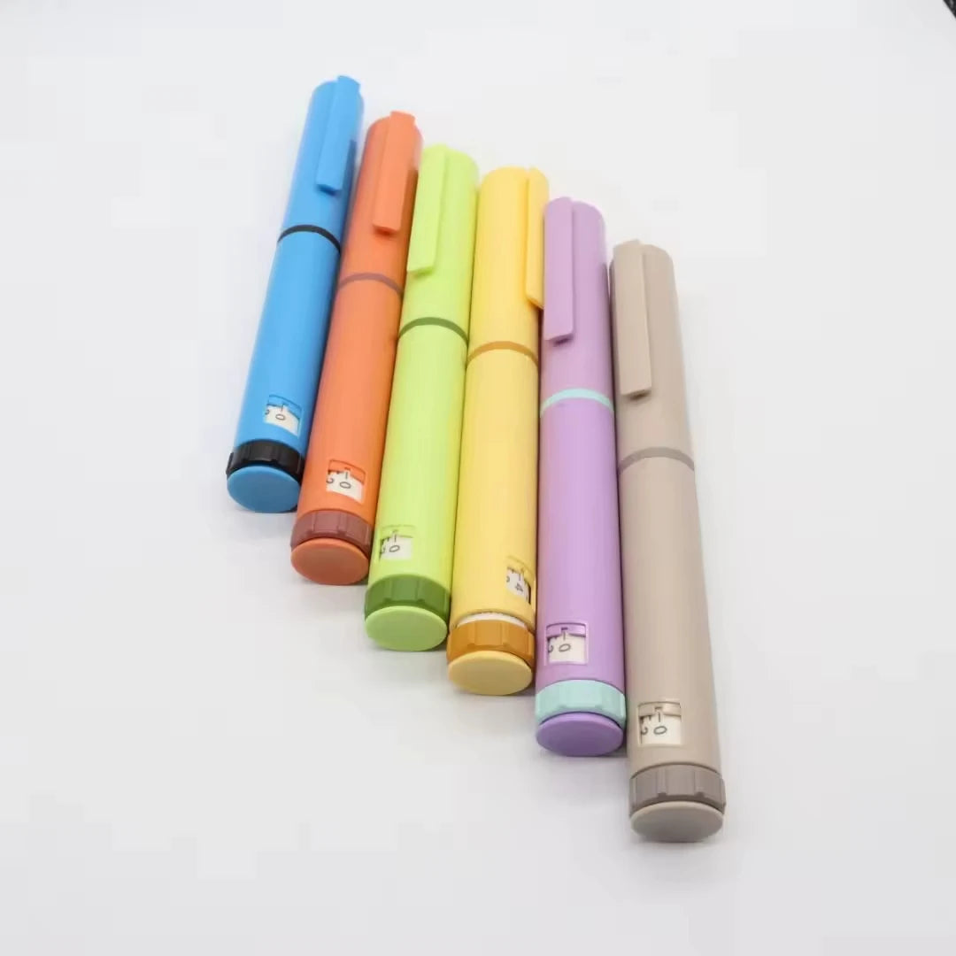 Vibrant 5-Pack of Reusable Peptide Injection Pens with Stylish Portable Case - Adjustable Dose Magic Pens for 3ml Glass Cartridges