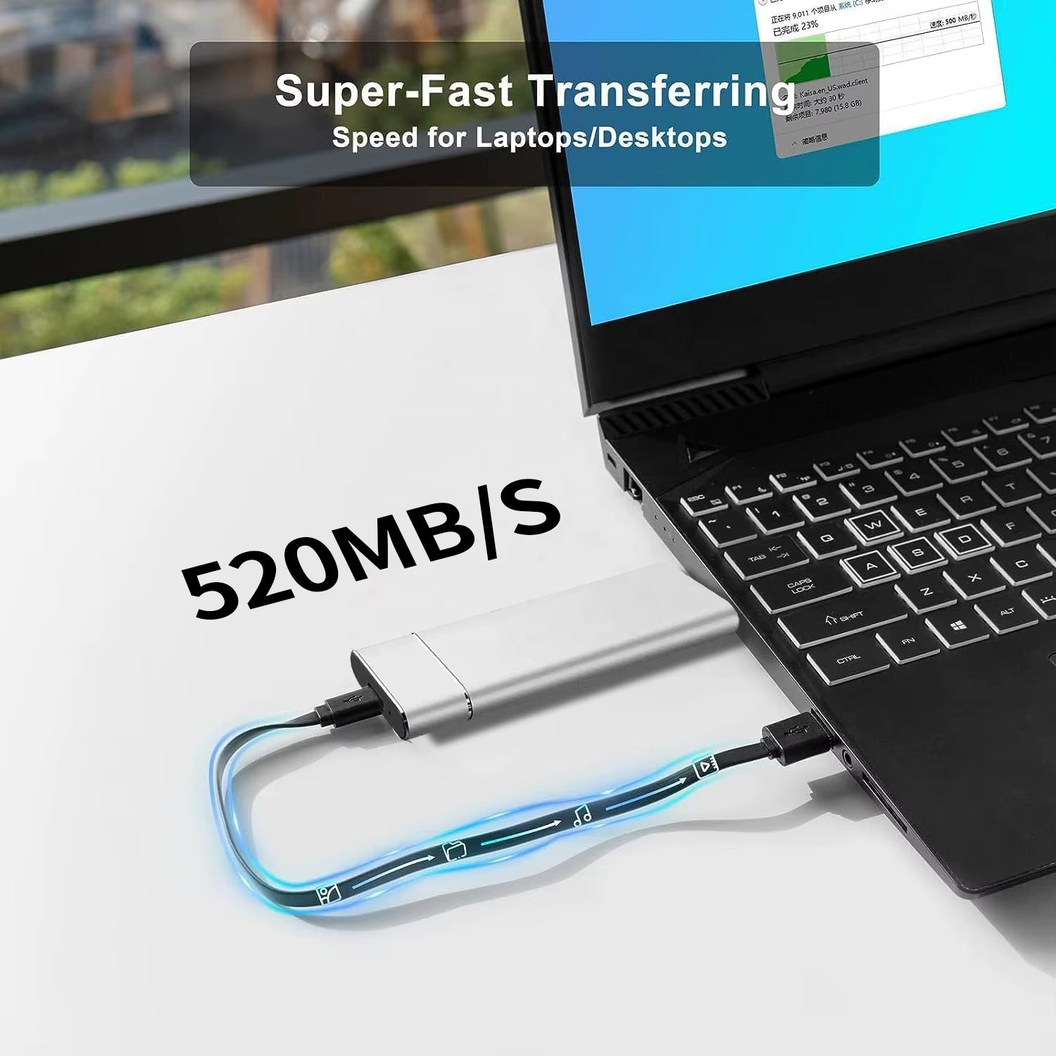 High-Speed Portable Metal Mobile SSD - 80GB to 16TB - USB 3.1 External Hard Drive - Sleek Black, Silver, Blue, Red Finishes