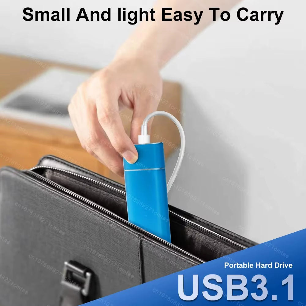 High-Speed Portable Metal Mobile SSD - 80GB to 16TB - USB 3.1 External Hard Drive - Sleek Black, Silver, Blue, Red Finishes