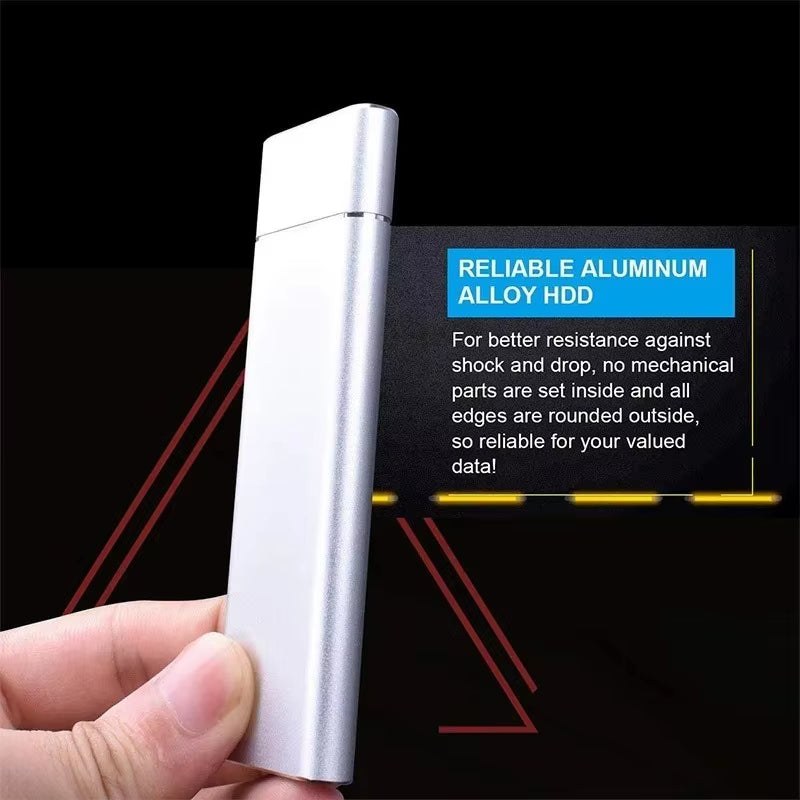 High-Speed Portable Metal Mobile SSD - 80GB to 16TB - USB 3.1 External Hard Drive - Sleek Black, Silver, Blue, Red Finishes