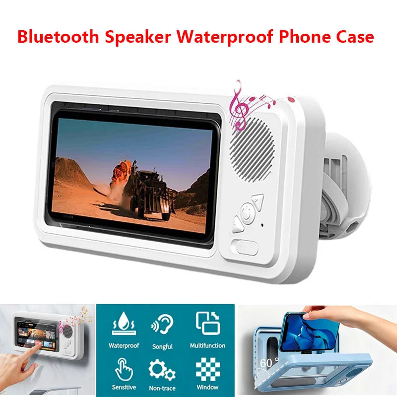 Waterproof Bluetooth Speaker & Touchscreen Phone Case - Perfect Wall Mount Stand for Shower Entertainment!